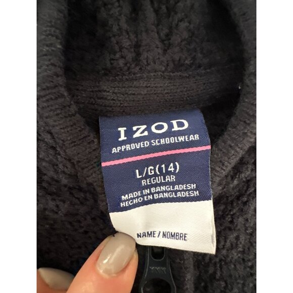 Izod Womens Black Hooded Zip-Up Sweater Jacket L - Cozy & Stylish - Picture 9 of 10